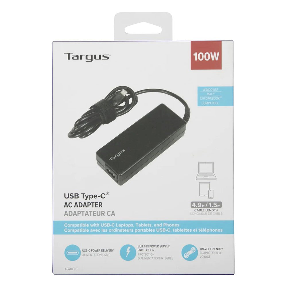 Targus APA108 USB-C AC 100W Adapter w. Power Delivery - Black