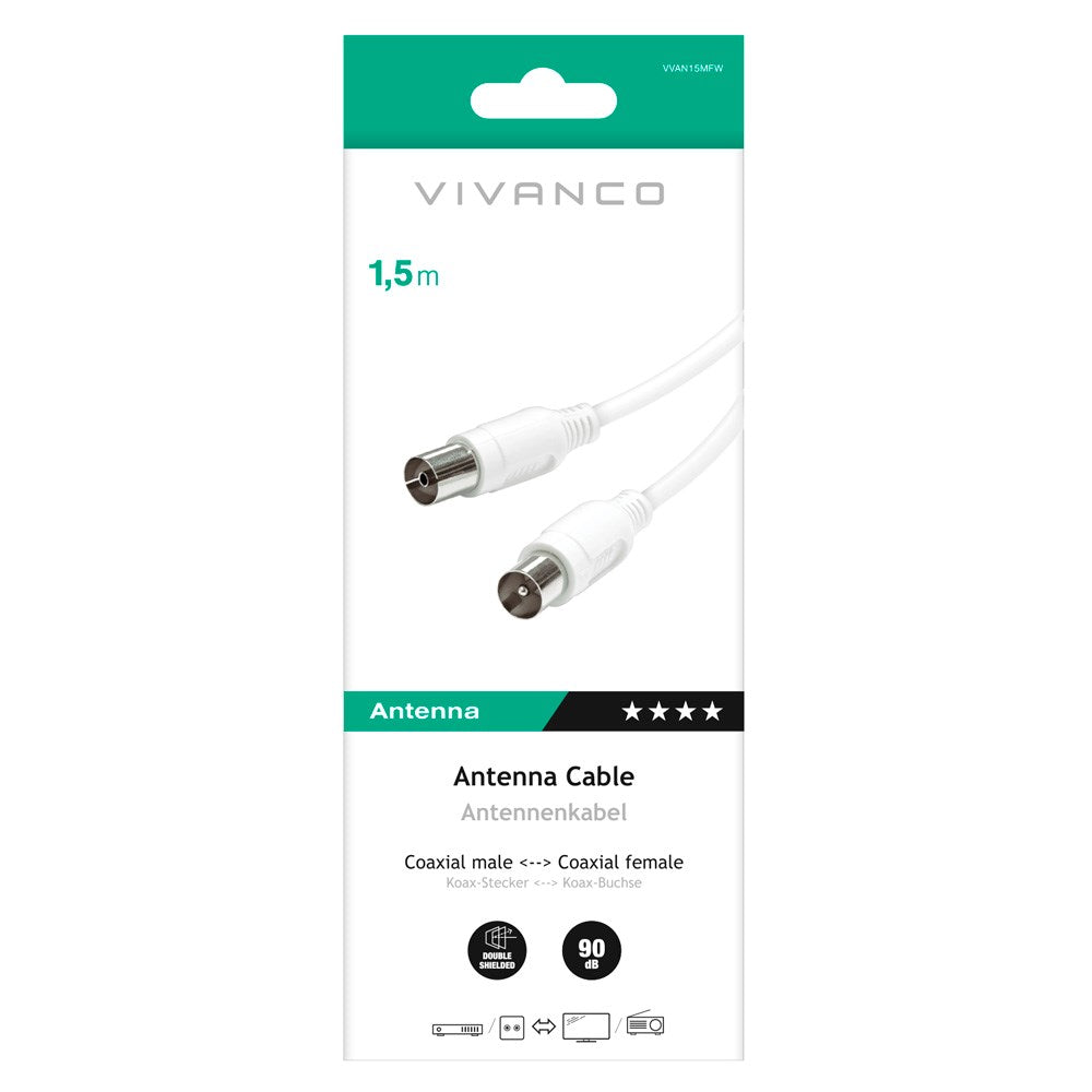 Antenna Cable Coaxial 90DB M-F - 15m White