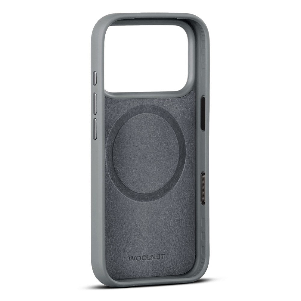 WOOLNUT iPhone 17 Pro Full Grain Leather Case - MagSafe Compatible - Grey