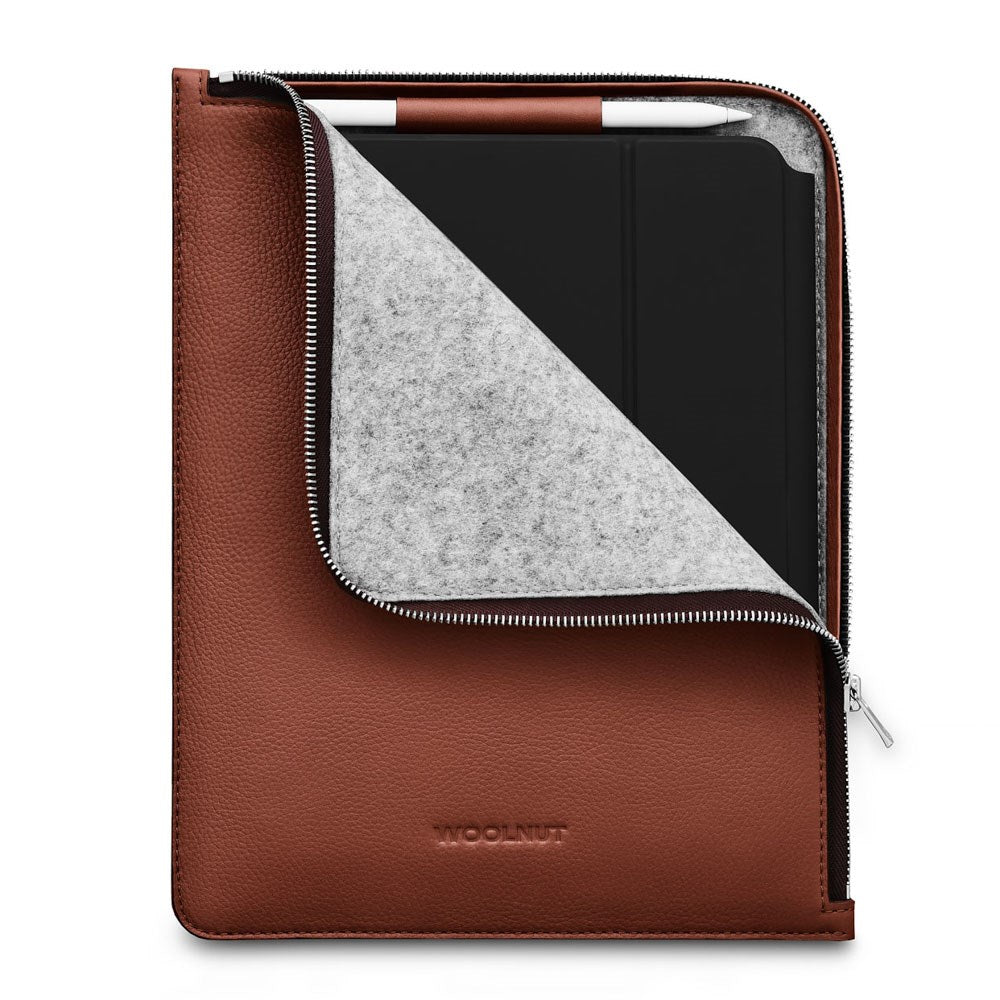 Woolnut iPad / Tablet (23 x 29 cm) Genuine Leather Folio Sleeve - Brown