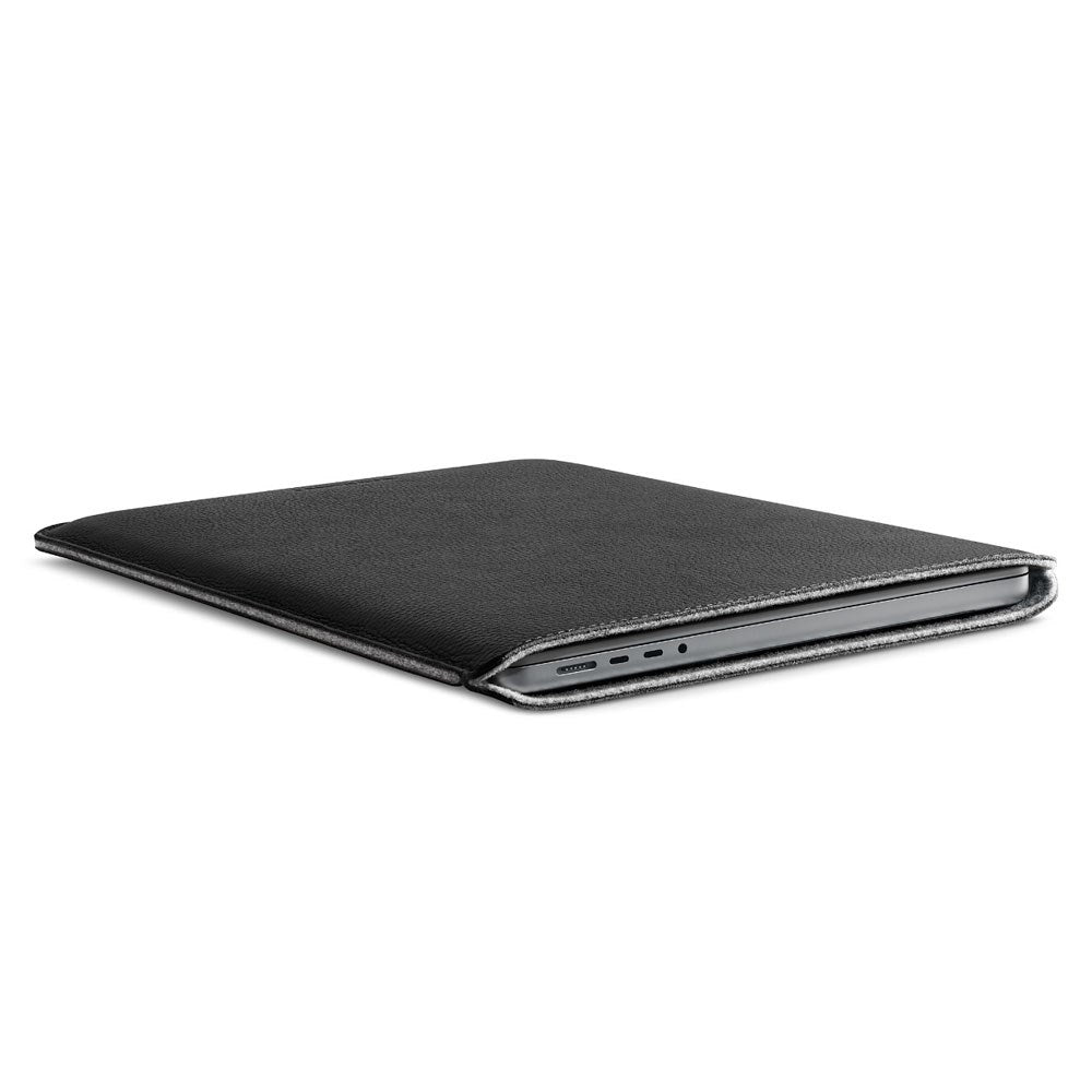 MacBook Pro 16" M4 / M3 / M2 / M1 (2024 - 2021) Genuine Leather Folio Sleeve - 27.5 x 37.5 cm - Black