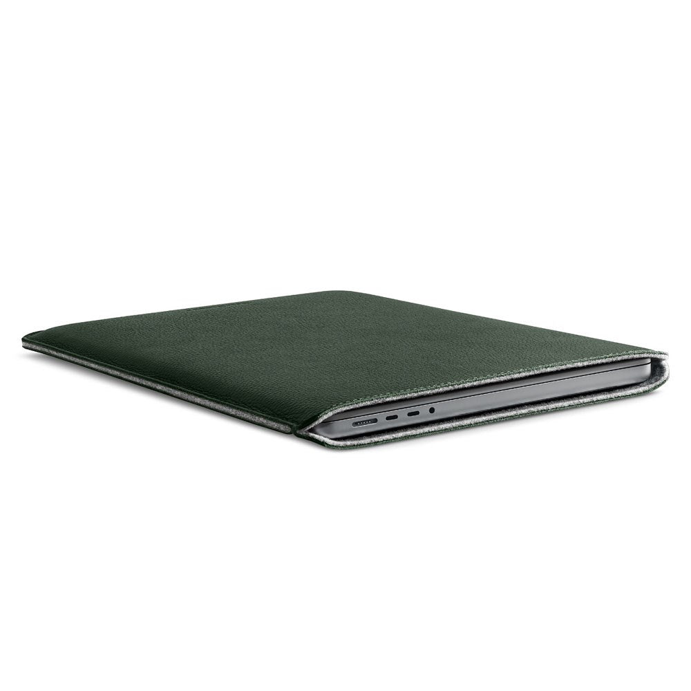 MacBook Pro 16" M4 / M3 / M2 / M1 (2024 - 2021) Genuine Leather Folio Sleeve - 27.5 x 37.5 cm - Green