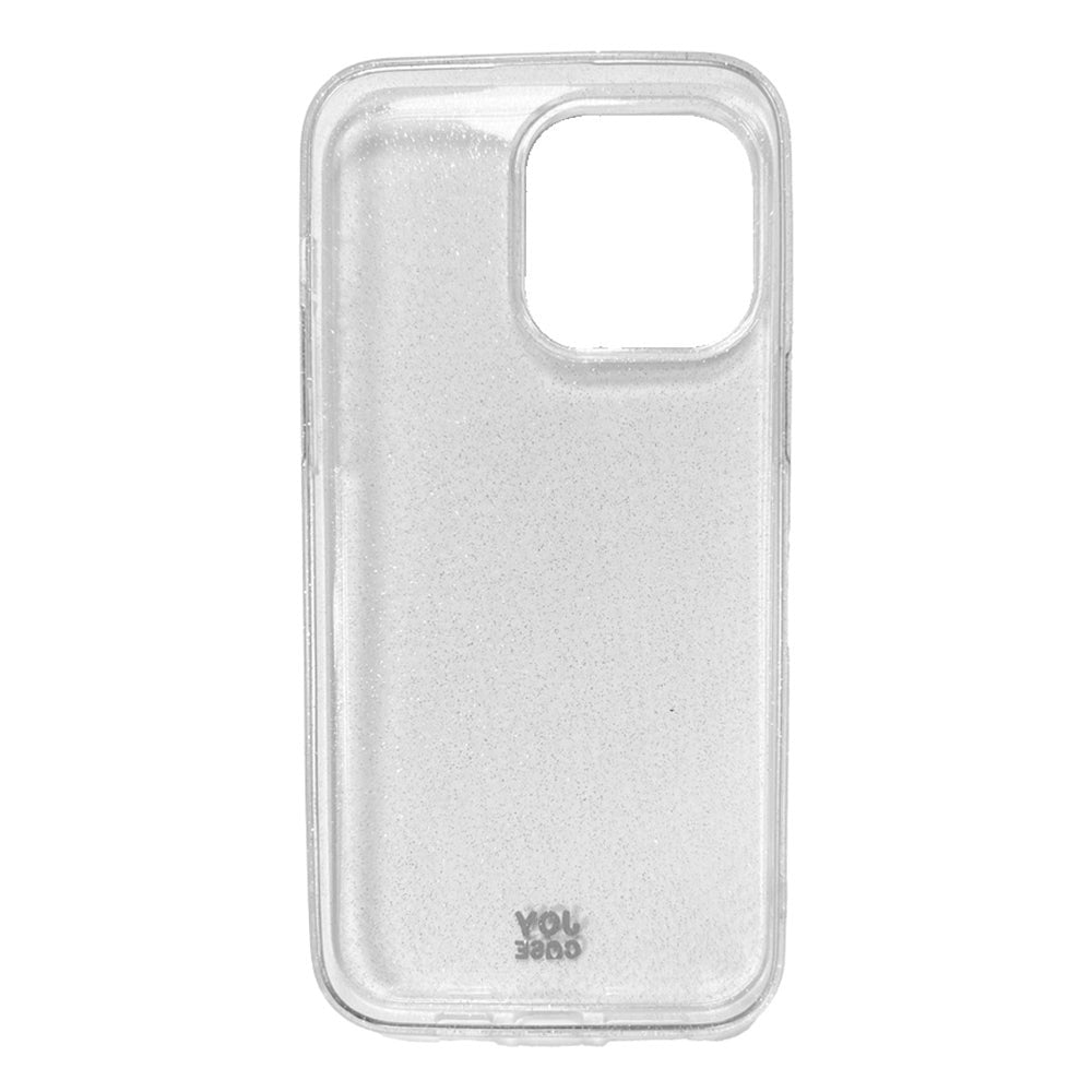 iPhone 14 Pro Max Joy Case Flexible Plastic Case with Glitter - Transparent / Silver