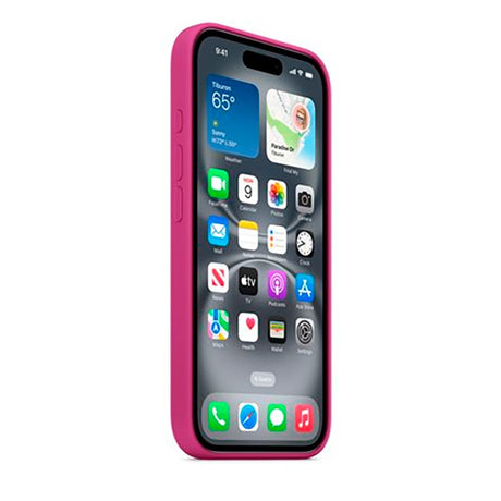 Original Apple iPhone 16 Silikone Bagside Cover - MagSafe Compatible - Fuchsia (MYY53ZM/A)