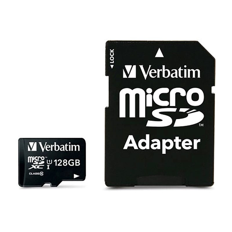 Verbatim Premium microSDXC Class 10 Memory Card w. 128GB & Camera Adaptor