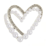 Heart-Shaped 3D Phone Sticker with Beads and Rhinestones - Silver / White