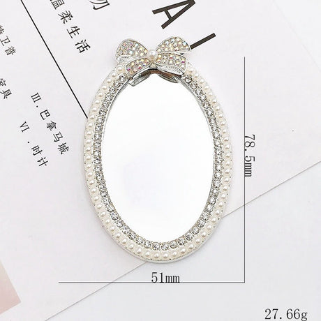 Mirror Sticker w. Stones & Pearls - Silver