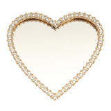 Heart-Shaped Mirror Decoration with Rhinestones for Phone - Gold