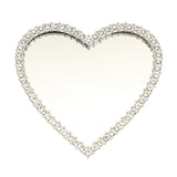 Heart-Shaped Mirror Decoration with Rhinestones for Phone - Silver