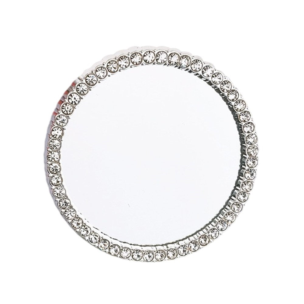 Round Mirror Decoration with Rhinestones for Phone - Silver