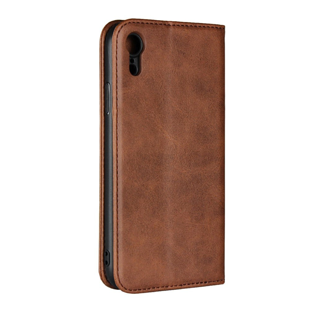 iPhone XR Smart Leather Wallet Case - Dark brown