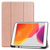 iPad 10.2" (2021 / 2020 / 2019) Leather Case w. Holder For Apple Pencil - Rose Gold