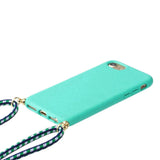 iPhone SE (2022/2020)/8/7 Case w. Adjustable Strap - Grain details - Cyan