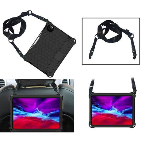 iPad Pro 11" (2022 / 2021 / 2020 / 2018) Tough Case w. Carrying Strap & Shoulder Strap - Black