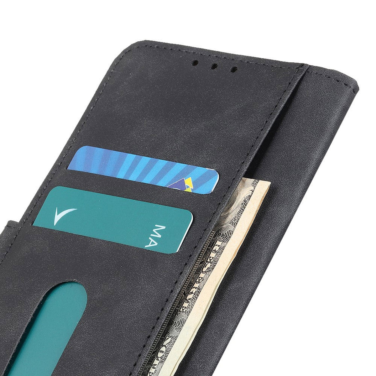 iPhone 12 Pro Max KHAZNEH Retro Leather Wallet Case - Black