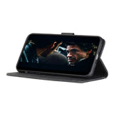 iPhone 12 Pro Max KHAZNEH Retro Leather Wallet Case - Black