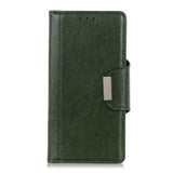 iPhone 12 / 12 Pro Glossy Retro Leather Wallet Case - Green