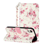 EIDERWOOD iPhone XR Leather Flip Case with Wallet and Strap - Flowers