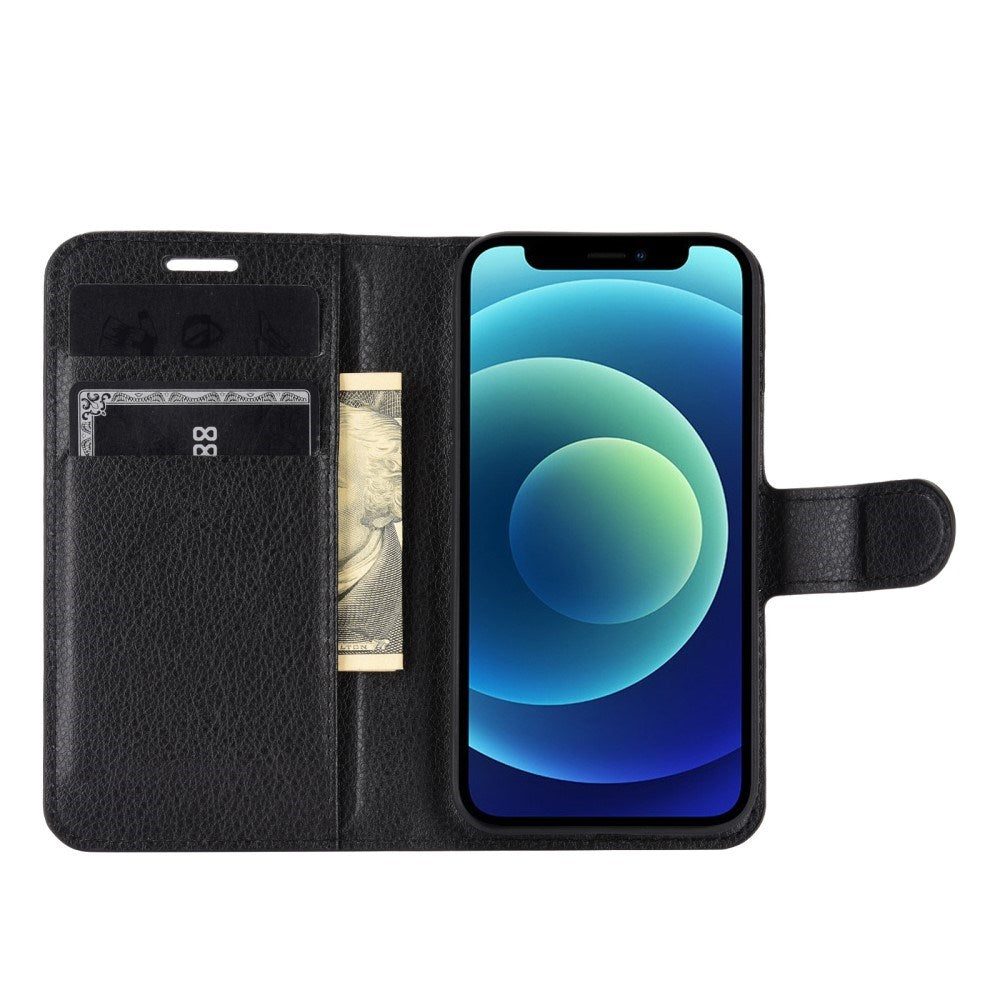 EIDERWOOD iPhone 12 Mini Faux Leather Flip Case with Cardholder & Stand Function - Black