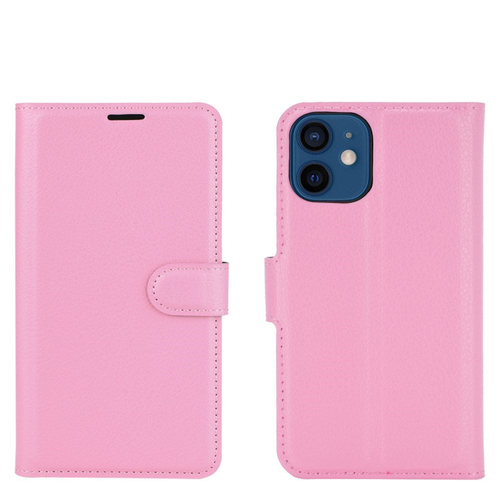 EIDERWOOD iPhone 12 Mini Faux Leather Flip Case with Cardholder & Stand Function - Pink