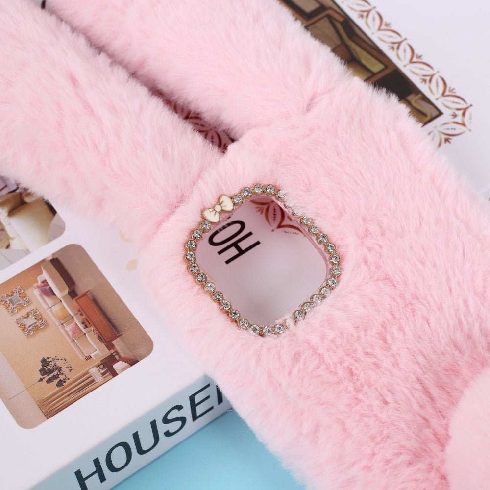 iPhone 12 / 12 Pro Rabbit Fur Case - Pink