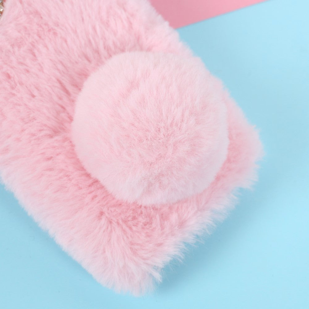 iPhone 12 / 12 Pro Rabbit Fur Case - Pink