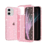 iPhone 12 Mini Hybrid Plastic Case w. Glitter - Transparent / Pink