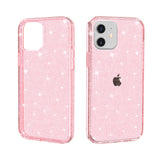 iPhone 12 Mini Hybrid Plastic Case w. Glitter - Transparent / Pink