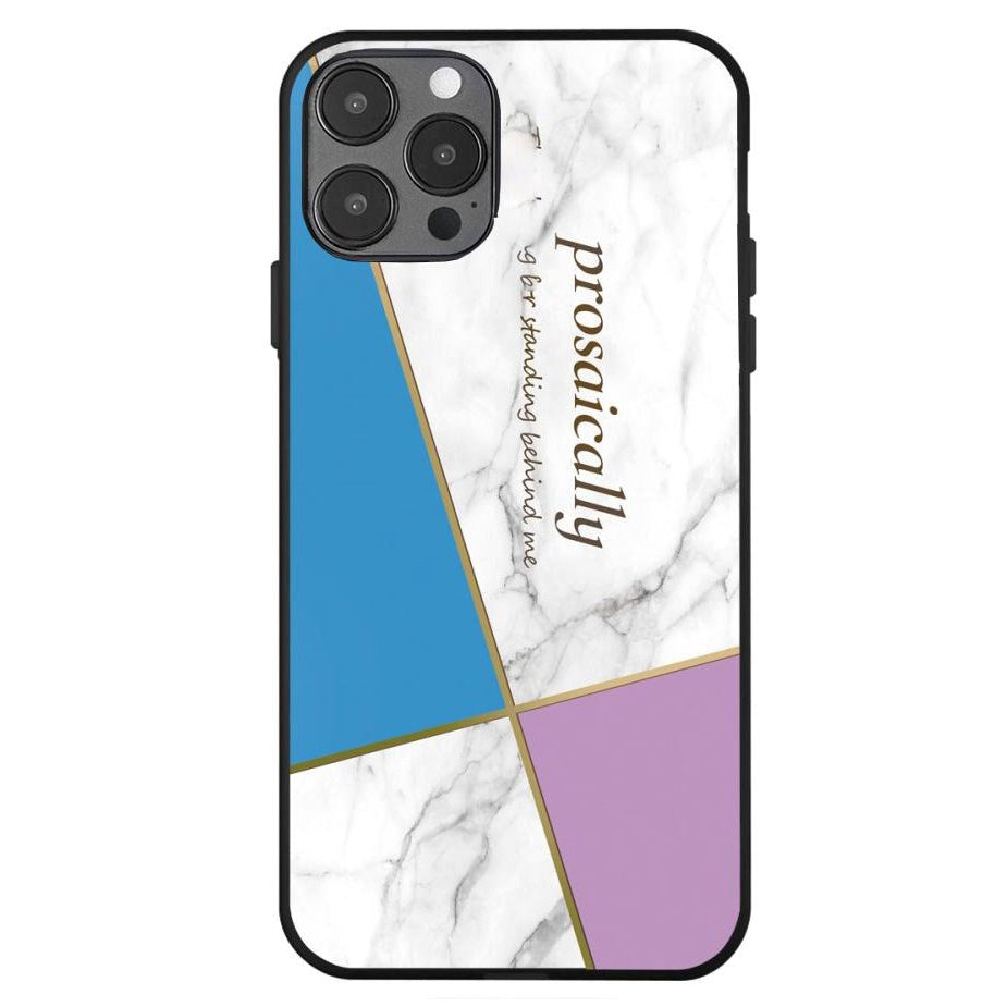 iPhone 12 Pro Max Case with Print - Geometry - Pink / Blue / White Marble