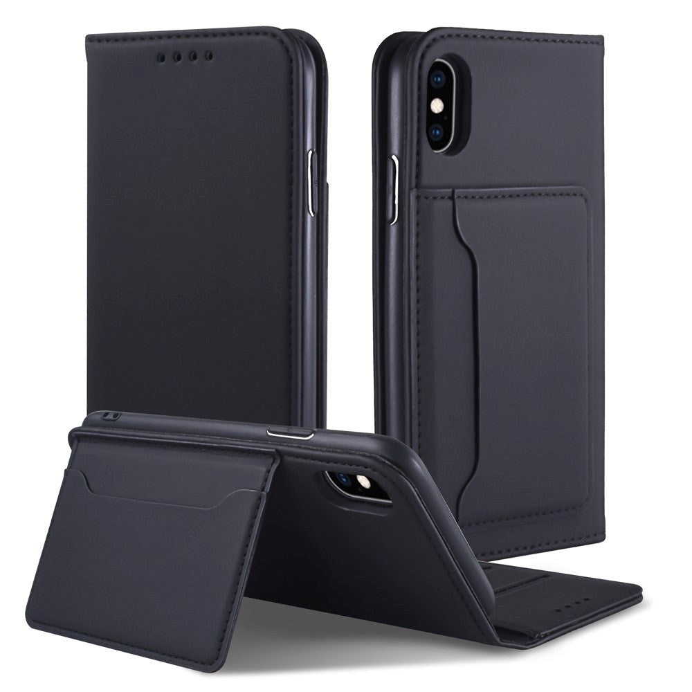 iPhone XS Leather Flip Case w. Extra Card Pocket - Black