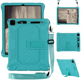 iPad Pro 12.9" (2021 / 2020 / 2018) Rubber Tough Case w. Stand, Penholder & Shoulder Strap - Cyan