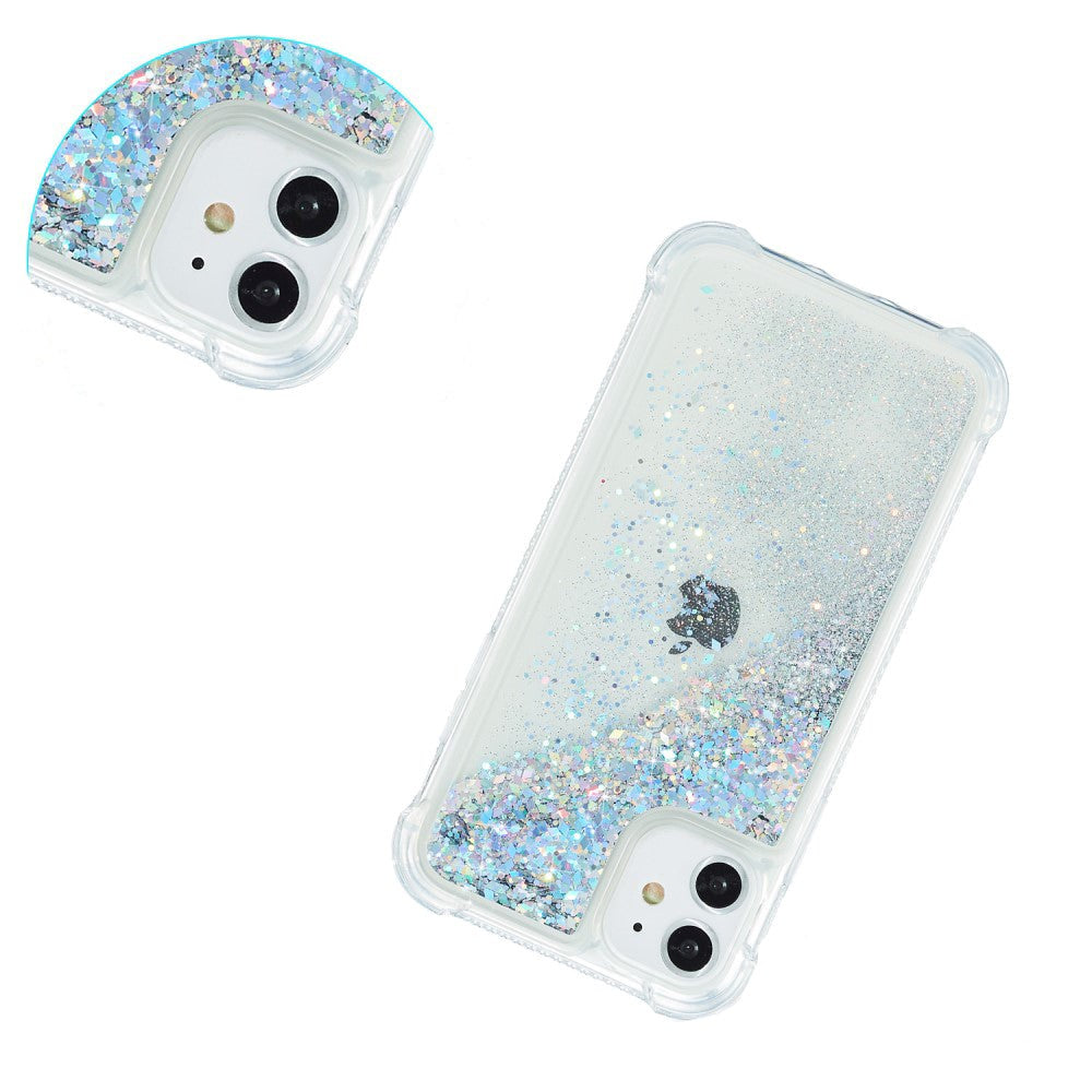 iPhone 12 / 12 Pro Plastic Case w. Glitter - Transparent / Silver