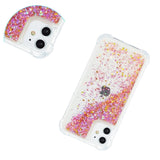 iPhone 12 / 12 Pro Plastic Case w. Glitter - Transparent / Orange