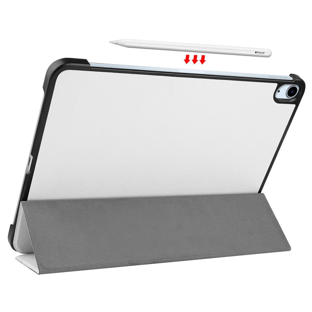 EIDERWOOD iPad Air 10.9-11" (2024-2020) Litchi Tri-Fold Leather Case - White