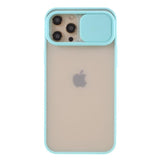 iPhone 12 Pro Max Frosted Plastic Case w. CamSlider - Cyan