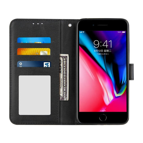 iPhone 8 Plus / 7 Plus Leather Flip Case with Wallet and Strap - Black