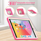 iPad (2018) / iPad (2017) / iPad Air 2 / iPad Pro 9.7" Tough Case w. Hand Holder, Shoulder Strap & Protective Film - Rose