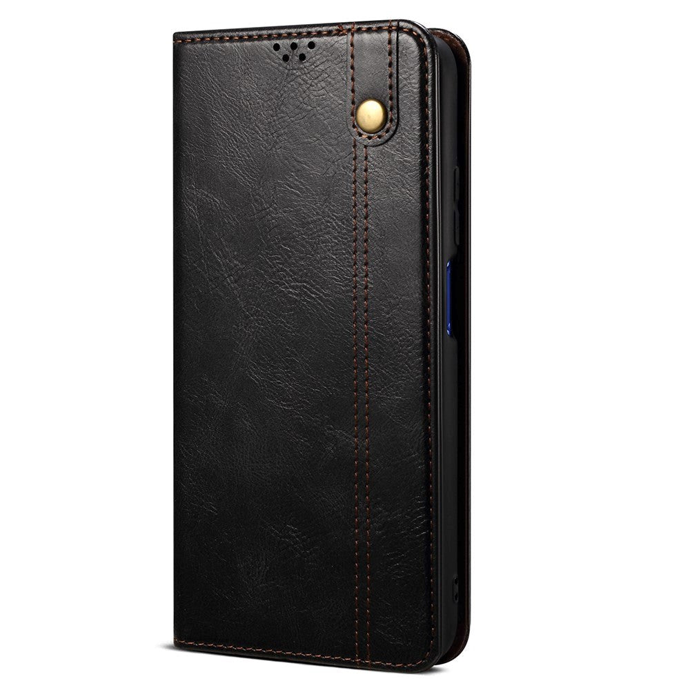 iPhone 13 Top Button Leather Wallet Case - Black