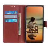 iPhone 13 Mini Litchi Leather Case with Wallet & Stand Function - Brown