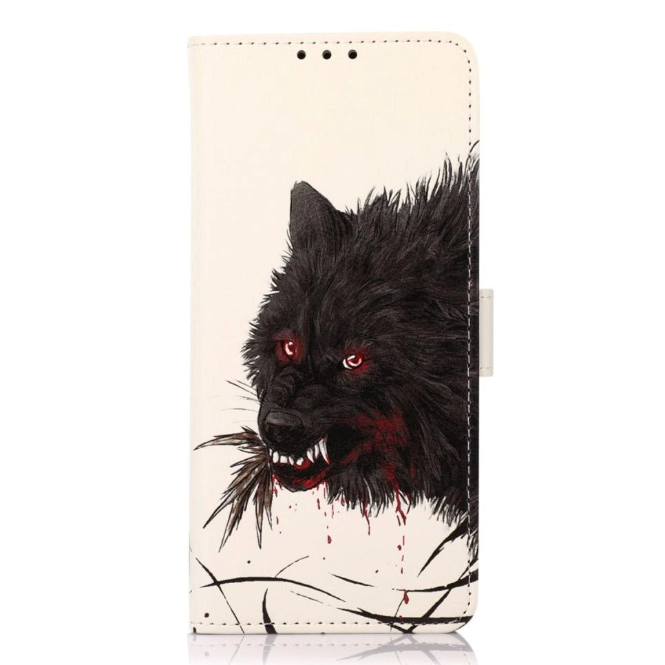 iPhone 13 Pro Leather Wallet Case - Bloody Wolf