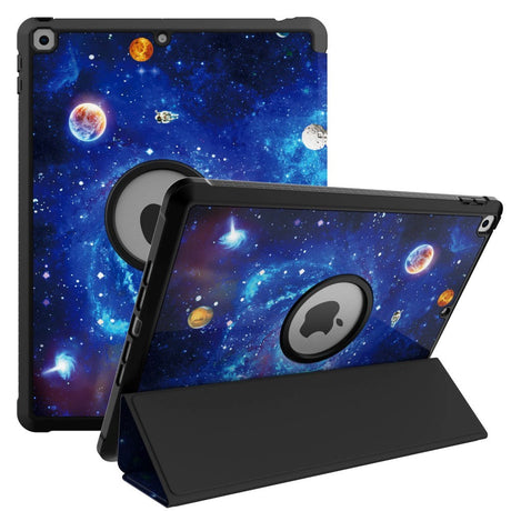 iPad 10.2" (2021 / 2020 / 2019) Tri-Fold Leather Case w. Pencil Holder - Galaxy