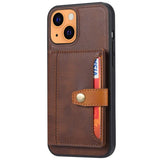 iPhone 13 Hybrid Back Case w. Card holder - Brown