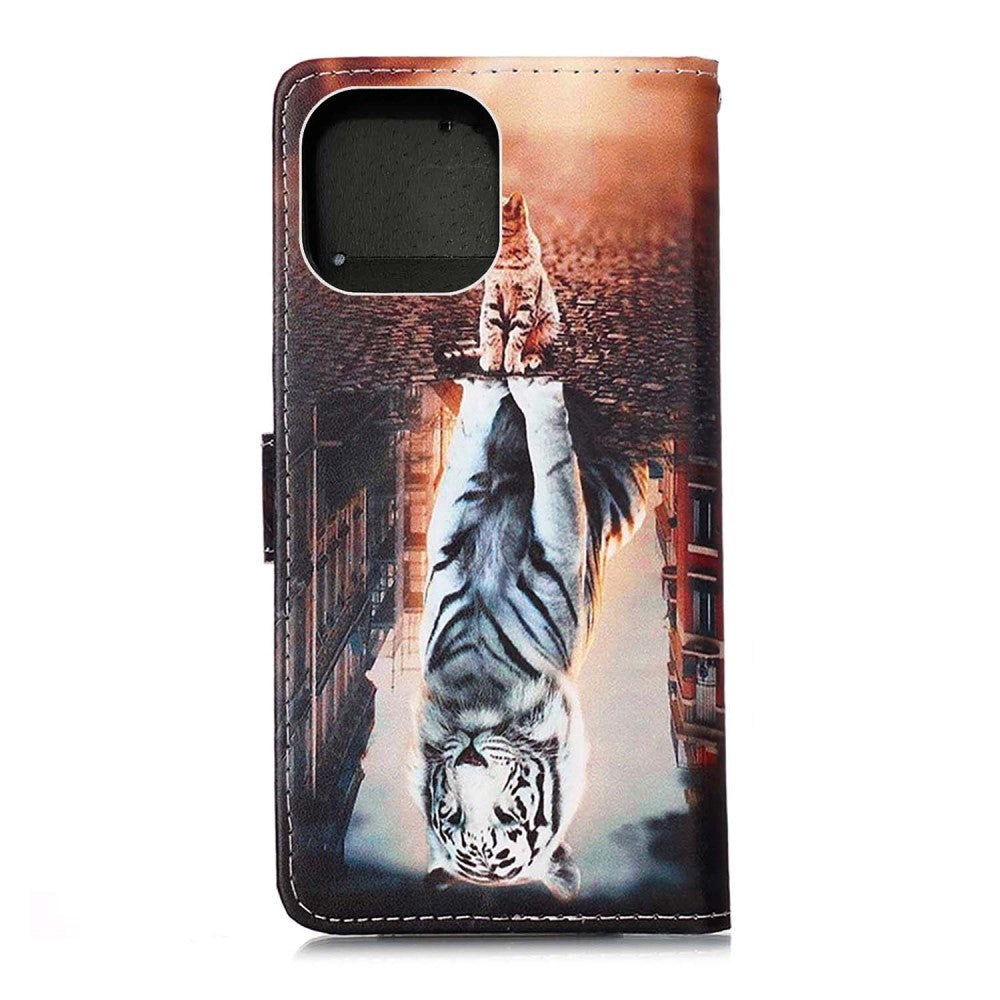 iPhone 13 Pro Leather Wallet Case & Strap - Cat & Tiger