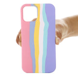 iPhone 13 Pro Max Flexible Silicone Case - Rainbow - Pink