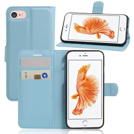 iPhone SE (2022 / 2020) / 8 / 7 Phone Wallet Case Soft Pouch Leather Light Blue