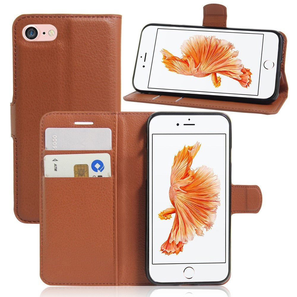 iPhone SE (2022 / 2020) / 8 / 7 Phone Wallet Case Soft Pouch Leather Brown