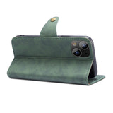 iPhone 13 Leatherette Wallet Case - Green