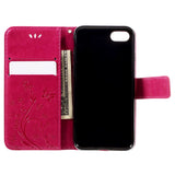 iPhone SE (2022 / 2020) / 8 / 7 Butterflies Leather Wallet Case Pink