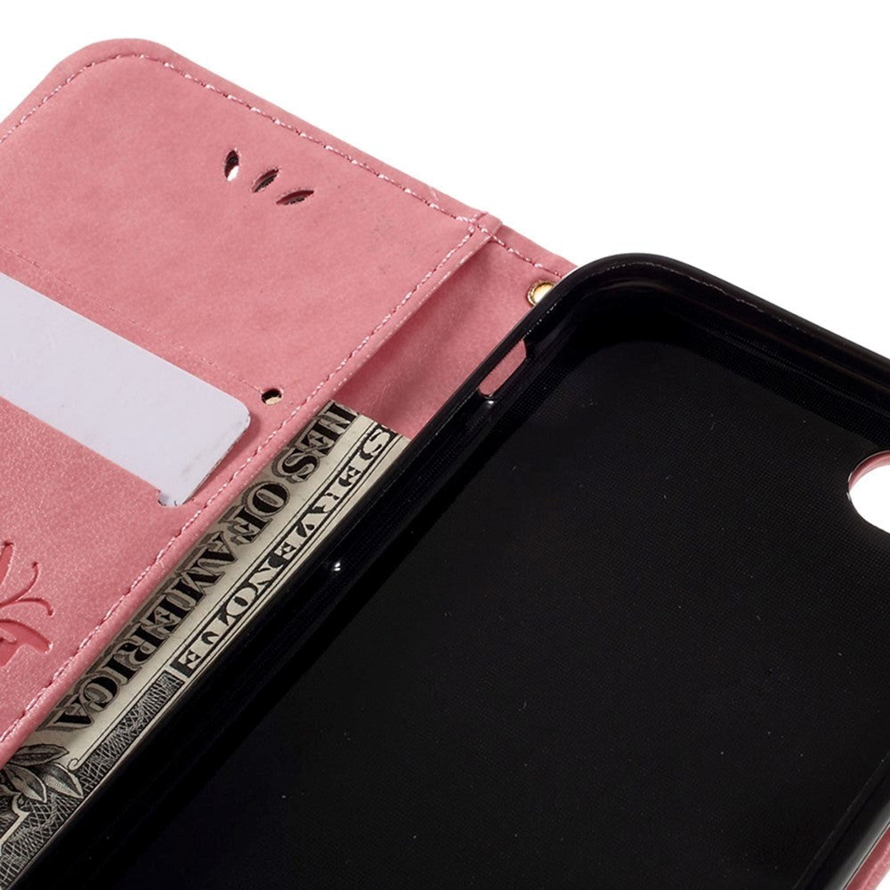 iPhone SE (2022/2020)/8/7 Butterflies Leather Wallet Case - Pink