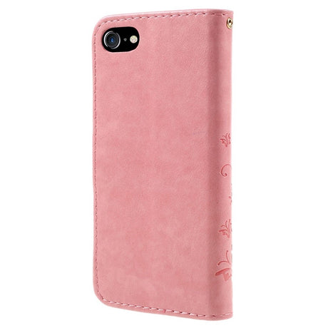 iPhone SE (2022/2020)/8/7 Butterflies Leather Wallet Case - Pink